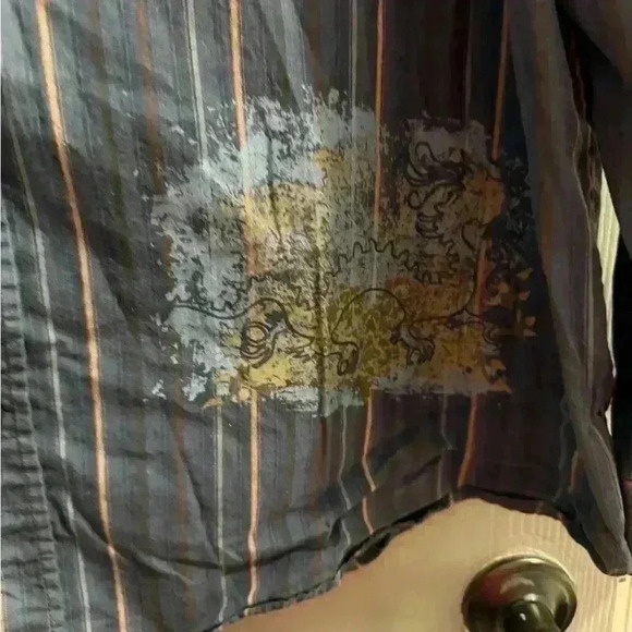 Mens Robert Wayne long sleeve button down shirt with graphics Size 3 XL - Picture 5 of 10